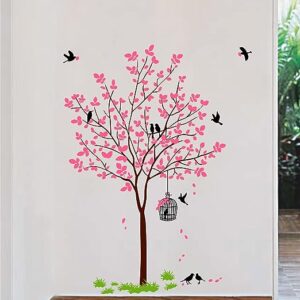 Botanical Haven: PVC Vinyl Wall Decal – Tree, Birds, Nest Botanical Wall Stickers
