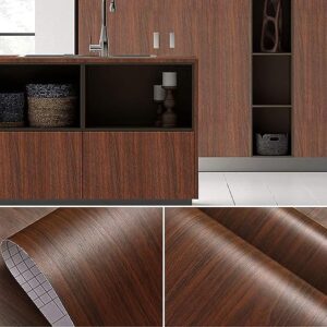 Kitchen Wall Stickers Wood Wallpaper DIY PVC Shelf Liner, Furniture, Almirah, Table Top, Wardrobe, Kitchen Cupboard Decal, Mahogany Brown