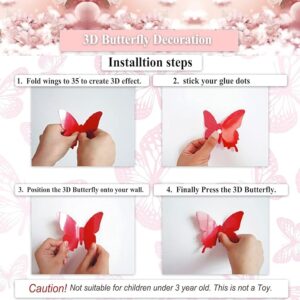 Butterfly Wall Stickers, Gold Butterfly Decorations, Wall Stickers Room Decor for Party Kids Bedroom